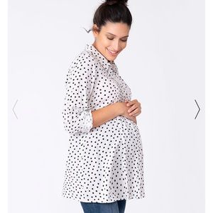 Seraphine Polka Dot Button Down Maternity Blouse